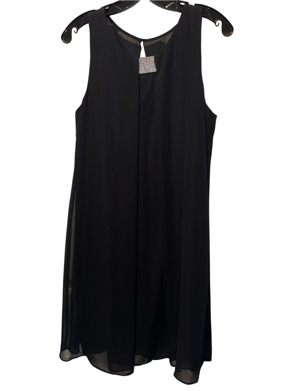 Rhinestone Detail Sleeveless Black Cocktail Party Dress.  Size 10.
